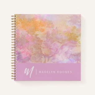 Modern Pastel Bloemmotief Monogram Notitieboek