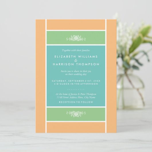 Modern pastel blok - Tropische kleuren - bruiloft Kaart (Staand voorkant)