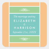 Modern pastel blok - Tropische kleuren - bruiloft Vierkante Sticker (Voorkant)