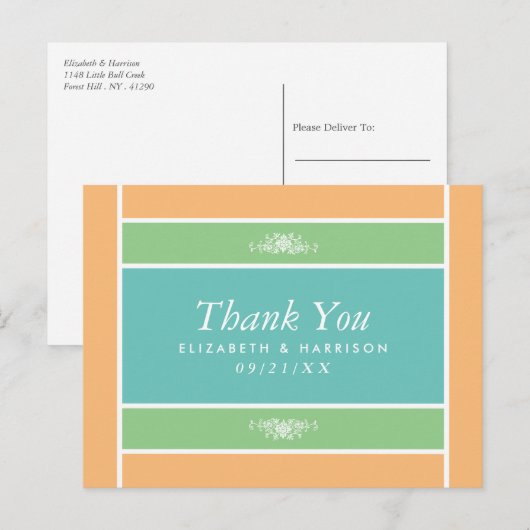 Modern pastel blok - Tropische kleuren - Dank u Briefkaart (Voorkant / Achterkant)