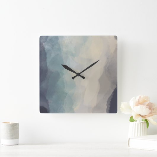 Modern Pastel Blue  Abstract patroon Vierkante Klok (Huis)