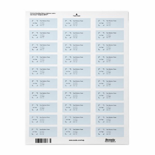 Modern Pastel Blue Business Retour Adres Label (Full Sheet)