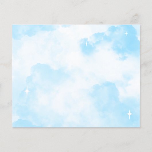 Modern Pastel Blue Cloud Nine Recept voor de bruid (Achterkant)