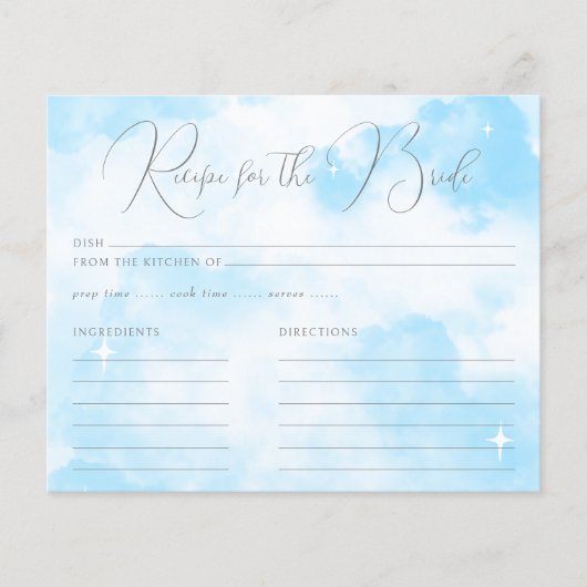 Modern Pastel Blue Cloud Nine Recept voor de bruid (Voorkant)