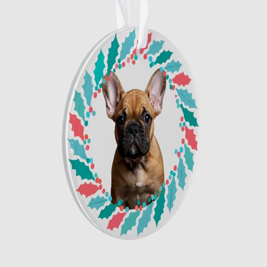 Modern Pastel Blue French Bulldog | Personalized  Ornament (voorkant)