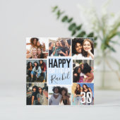 Modern Pastel Blue Friends Photo Collage Birthday Kaart (Staand voorkant)