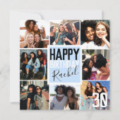 Modern Pastel Blue Friends Photo Collage Birthday Kaart (Voorkant)