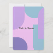 Modern Pastel Blue Paars Retro Abstract huwelijk Kaart (Achterkant)
