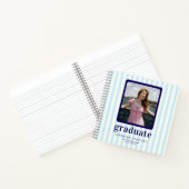 Modern Pastel Blue Stripes Foto Afstuderen Gast Notitieboek (Binnen)