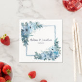 Modern Pastel Blue Waterverf Roos Wedding Napkins Servet (Insitu)