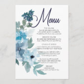 Modern Pastel Blue Waterverf Rozen Weddenschap Men Menu (Voorkant)