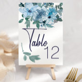Modern pastel Blue Waterverf Wedding Table Number Kaart