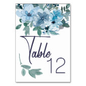 Modern pastel Blue Waterverf Wedding Table Number Kaart (Achterkant)