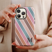 Modern pastel boho Stripes monogram op maat Case-Mate iPhone Case
