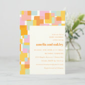 Modern Pastel Boy Girl Couples Baby shower Kaart (Staand voorkant)