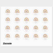 Modern Pastel Brown Rainbow Boho Baby shower Ronde Sticker (Vel)