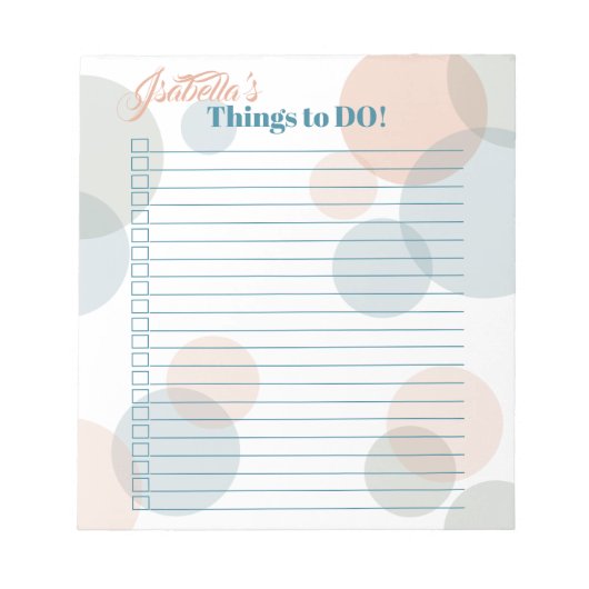Modern Pastel Bubbles Bride's Things to Do List Notitieblok (Voorkant)