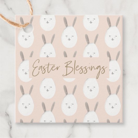 Modern Pastel Bunny Egg Pattern | Pasgeborenen Bedankjes Labels (Voorkant)