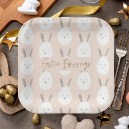 Modern Pastel Bunny Egg Pattern | Pasgeborenen Papieren Bordje