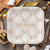 Modern Pastel Bunny Egg Pattern | Pasgeborenen Papieren Bordje