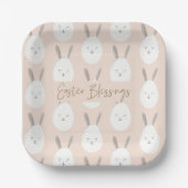 Modern Pastel Bunny Egg Pattern | Pasgeborenen Papieren Bordje (Voorkant)