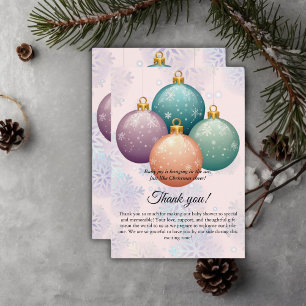 Modern Pastel Christmas Ornament Baby shower Bedankkaart