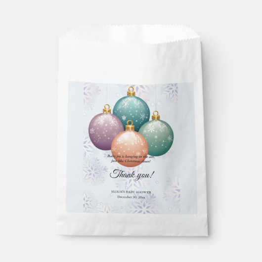 Modern Pastel Christmas Ornament Baby shower Bedankzakje (Voorkant)