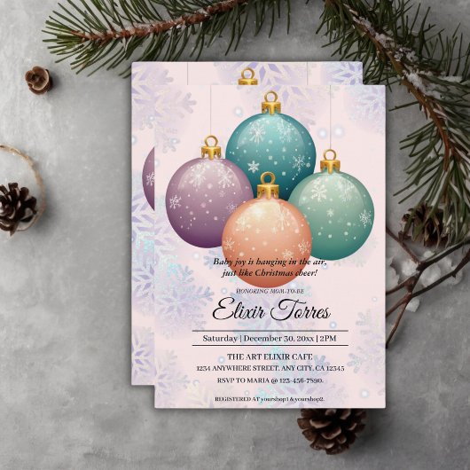 Modern Pastel Christmas Ornament Baby shower Kaart