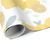 Modern pastel citrus citruscitroenen patroon cadeaupapier (Rol Hoek)