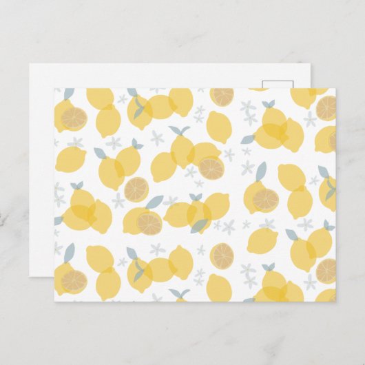 Modern pastel citrus citruscitroenen patroon feestdagenkaart (Voorkant / Achterkant)