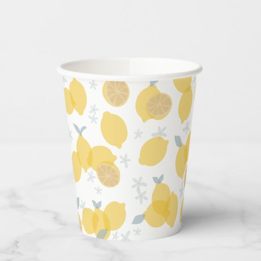 Modern pastel citrus citruscitroenen patroon papieren bekers (Links)