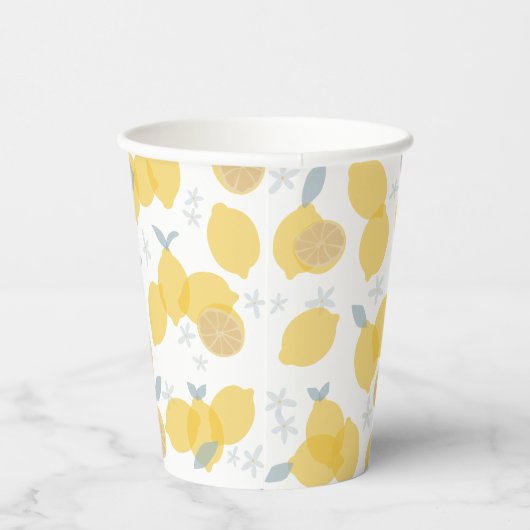 Modern pastel citrus citruscitroenen patroon papieren bekers (Rechts)