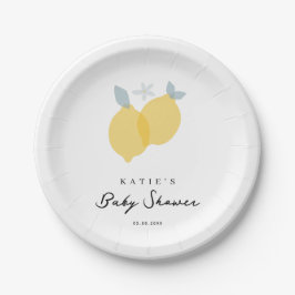 Modern Pastel Citrus Lemons Baby shower Papieren Bordje