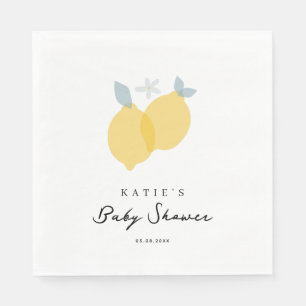 Modern Pastel Citrus Lemons Baby shower Servet