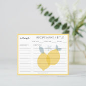 Modern Pastel Citrus Lemons Recept Kaart (Staand voorkant)