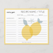 Modern Pastel Citrus Lemons Recept Kaart (Voorkant)