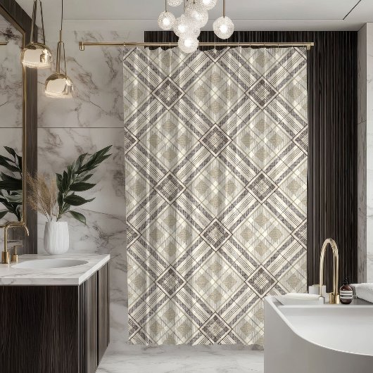 Modern Pastel Curtain Neutral Geometry for Bath Douchegordijn