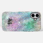 Modern Pastel Diamond Studded Pattern Monogram Case-Mate iPhone Case (Achterkant (horizontaal))
