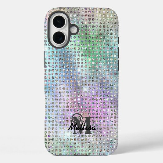 Modern Pastel Diamond Studded Pattern Monogram Case-Mate iPhone Case (Achterkant)