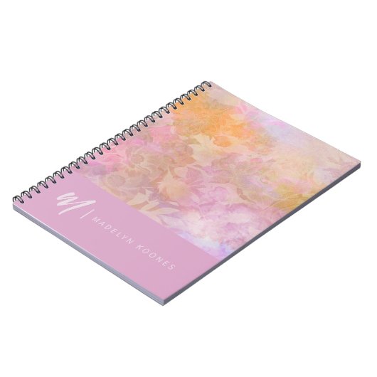Modern Pastel Floral Pattern Monogram Notitieboek (Linkerzijde)