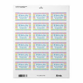 Modern Pastel Gingham Rainbow Baby Shower Party Etiket (Full Sheet)