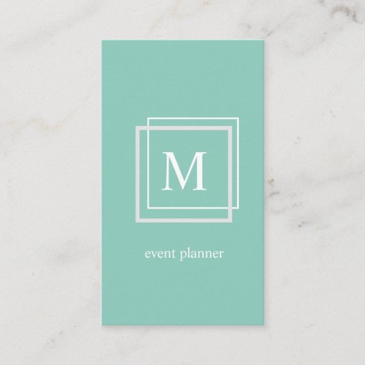 Modern Pastel Green Monogram Visitekaartje (Voorkant)