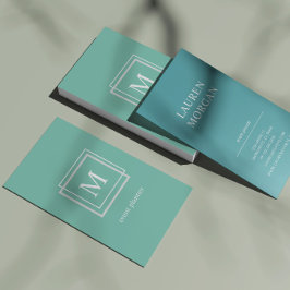 Modern Pastel Green Monogram Visitekaartje