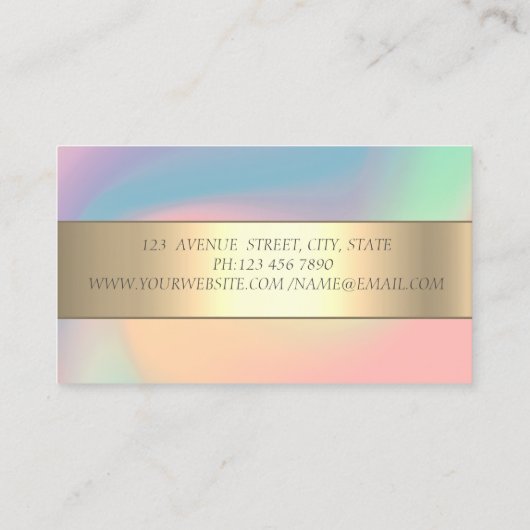 Modern pastel holografisch glitter hoofdtelefoon D Visitekaartje (Achterkant)