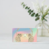Modern pastel holografisch glitter hoofdtelefoon D Visitekaartje (Staand voorkant)