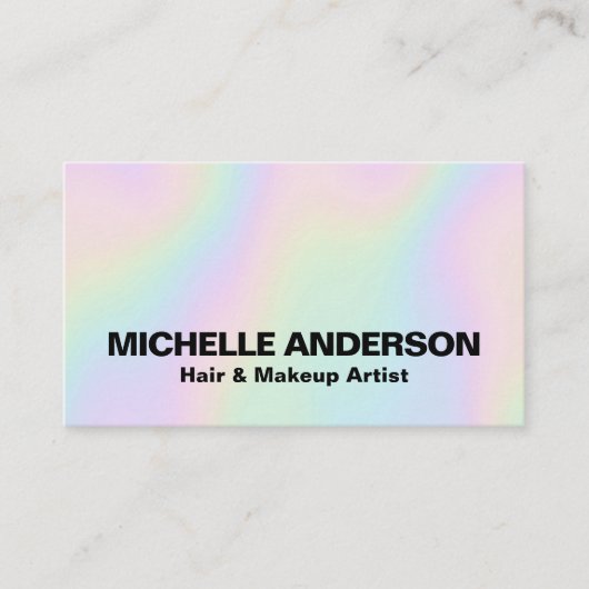 Modern Pastel Holographic Makeup Artist Visitekaartje (Voorkant)