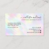 Modern Pastel Holographic Rainbow Signature Script Visitekaartje (Achterkant)