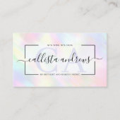 Modern Pastel Holographic Rainbow Signature Script Visitekaartje (Voorkant)