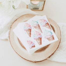Modern pastel ijsje verjaardagsfeestje servet