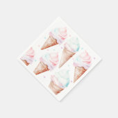 Modern pastel ijsje verjaardagsfeestje servet (Hoek)